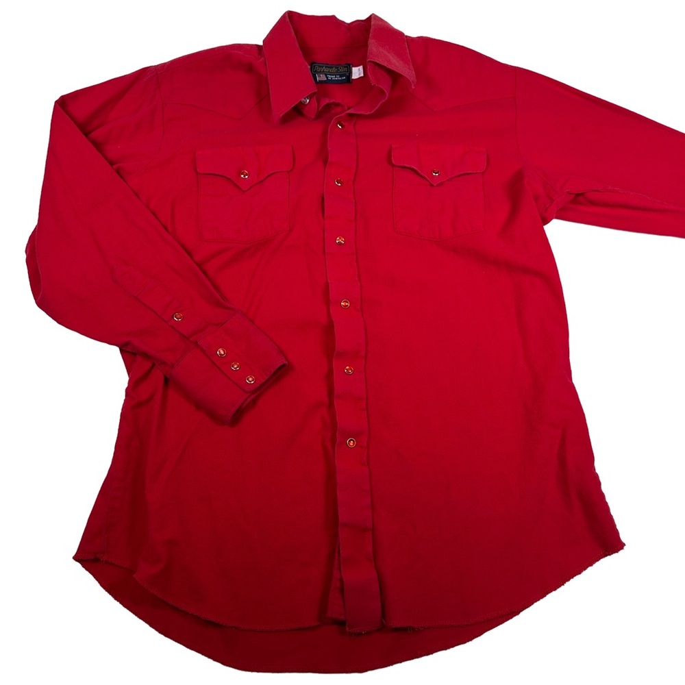 Panhandle Slim flannel Red Casual Button Down long‎ sleeve Shirt pearl snap